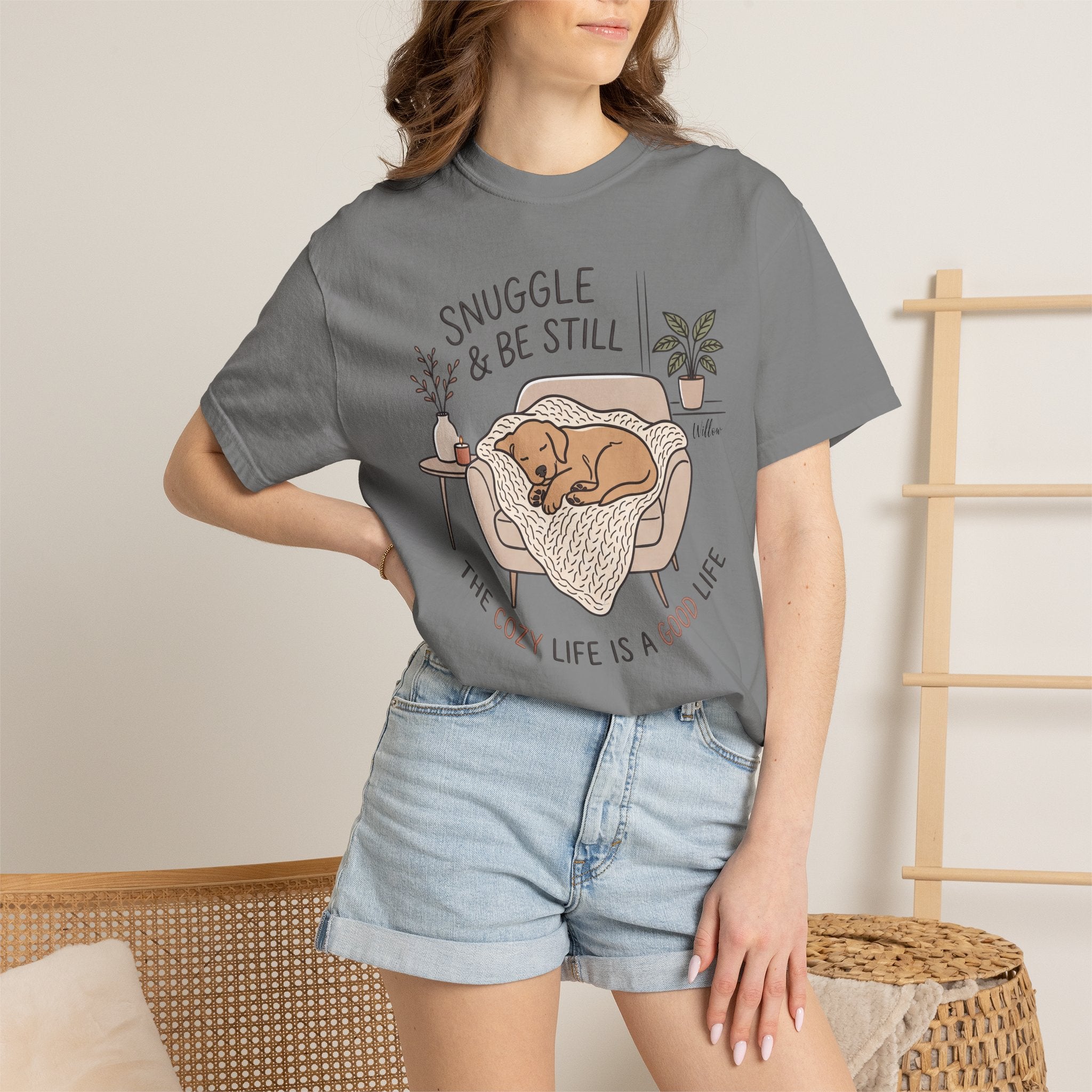 Snuggle & Be Still Tee — Cozy Dog Lounge Graphic T-Shirt — view 12