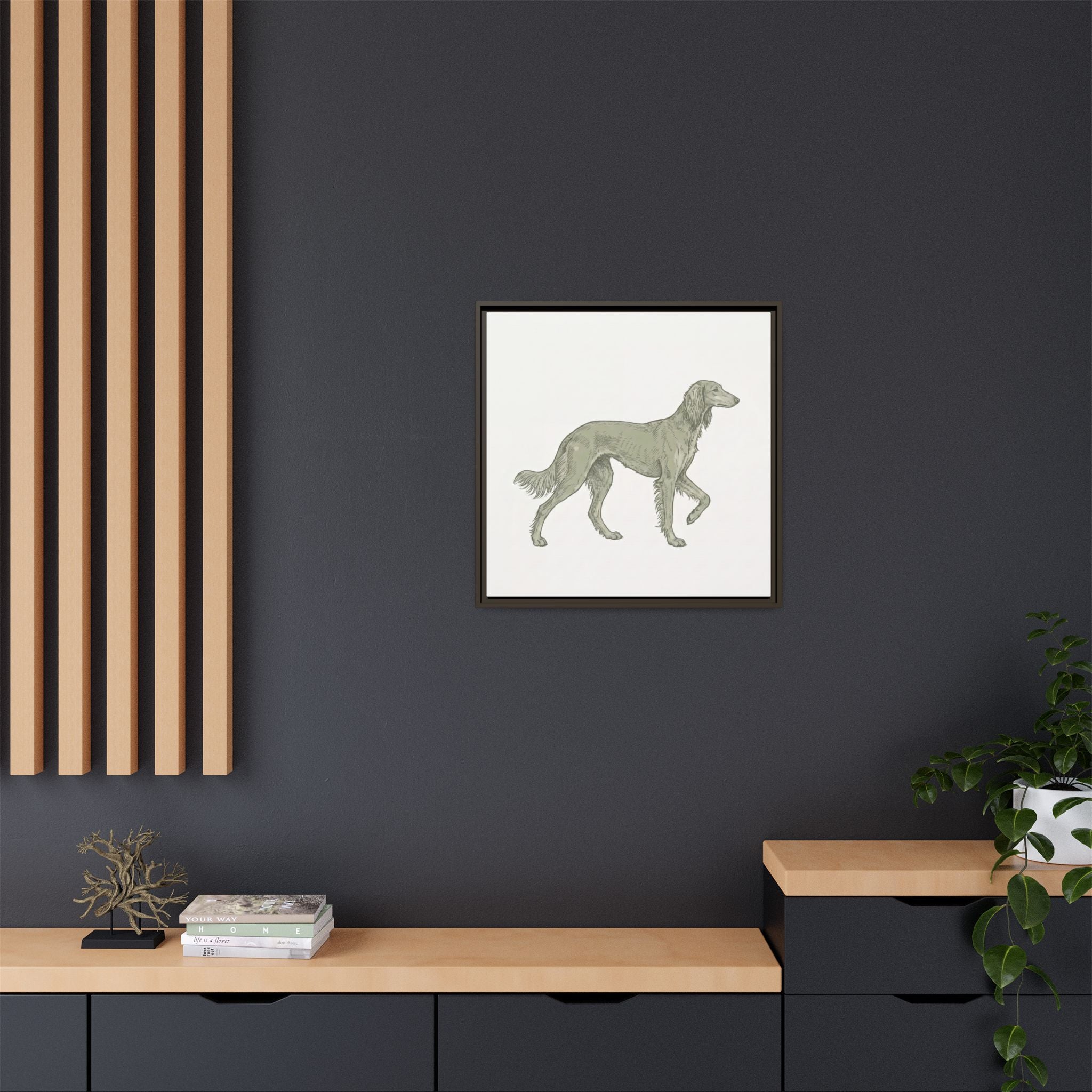 The Saluki Canvas — Framed Hound Print