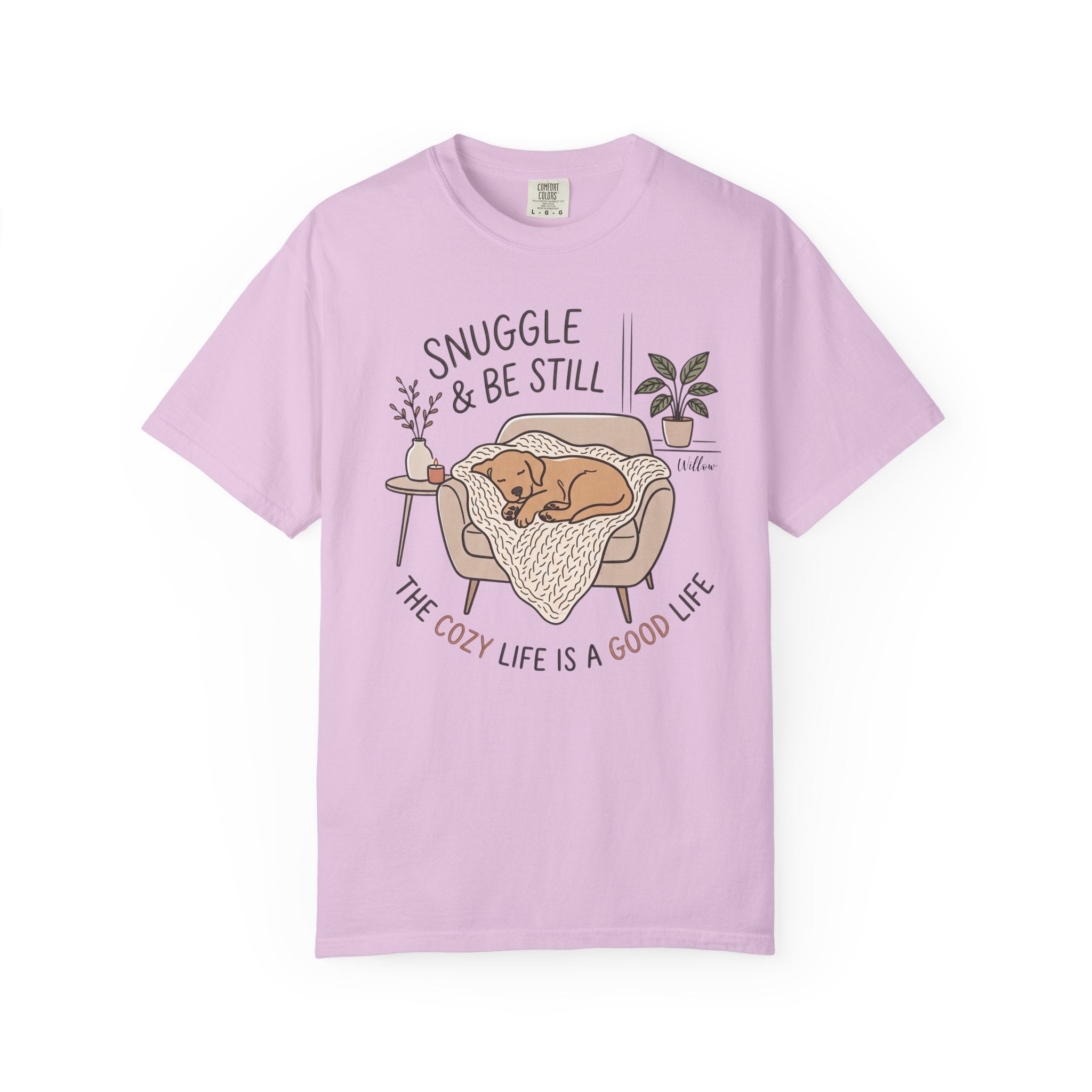 Snuggle & Be Still Tee — Cozy Dog Lounge Graphic T-Shirt — view 5