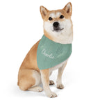 Custom Name Sage Green Botanical Dog Bandana | Adjustable Collar Bandana with Leash D-Ring | Minimalist Luxury Neutral Pet Accessories — view 5