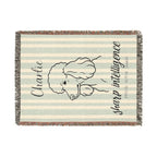 Custom Name Poodle Minimalistic Line Art Woven Blanket — "Sharp Intelligence - Proud, Active Smart" Striped Dog Throw — view 10