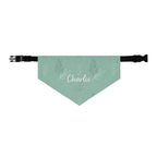 Custom Name Sage Green Botanical Dog Bandana | Adjustable Collar Bandana with Leash D-Ring | Minimalist Luxury Neutral Pet Accessories — Aspen Paws