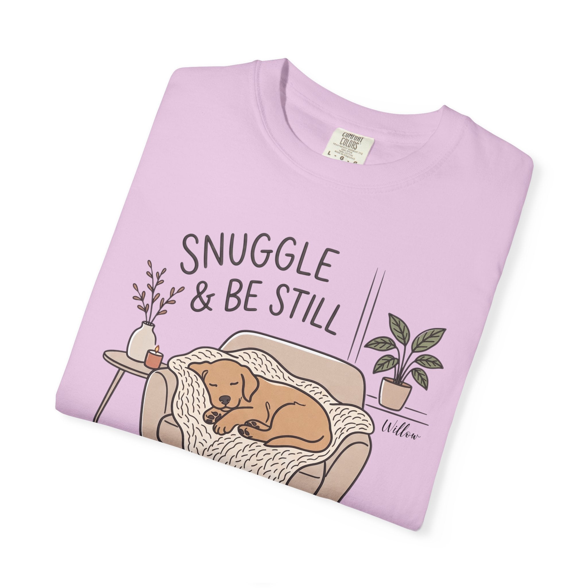 Snuggle & Be Still Tee — Cozy Dog Lounge Graphic T-Shirt — view 20