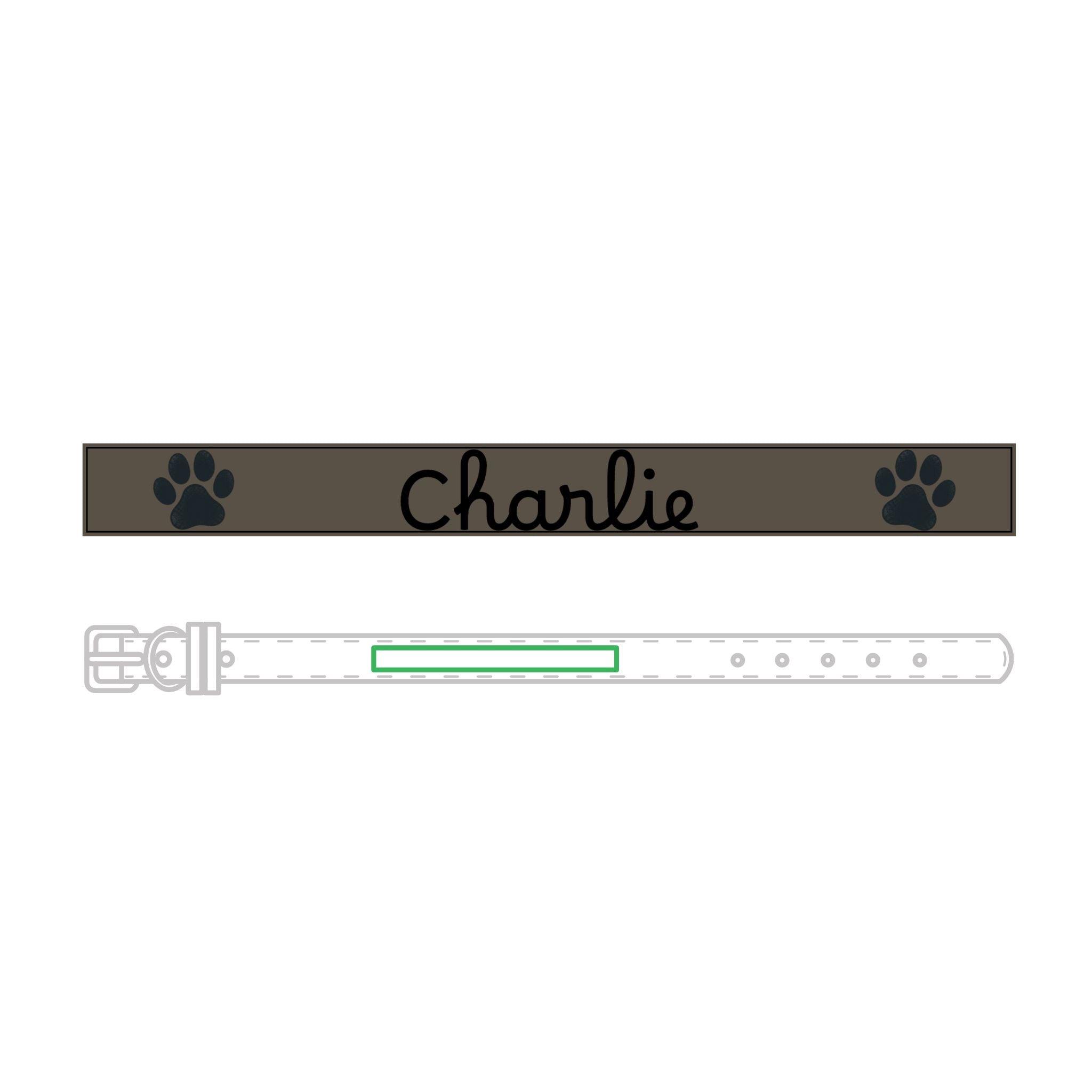 The Engraved Leather Collar — Name & Paw Print — view 2
