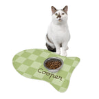 Sage Green Personalized Checkered Pet Feeding Mat — Custom Name Dog Bowl Placemat — view 10