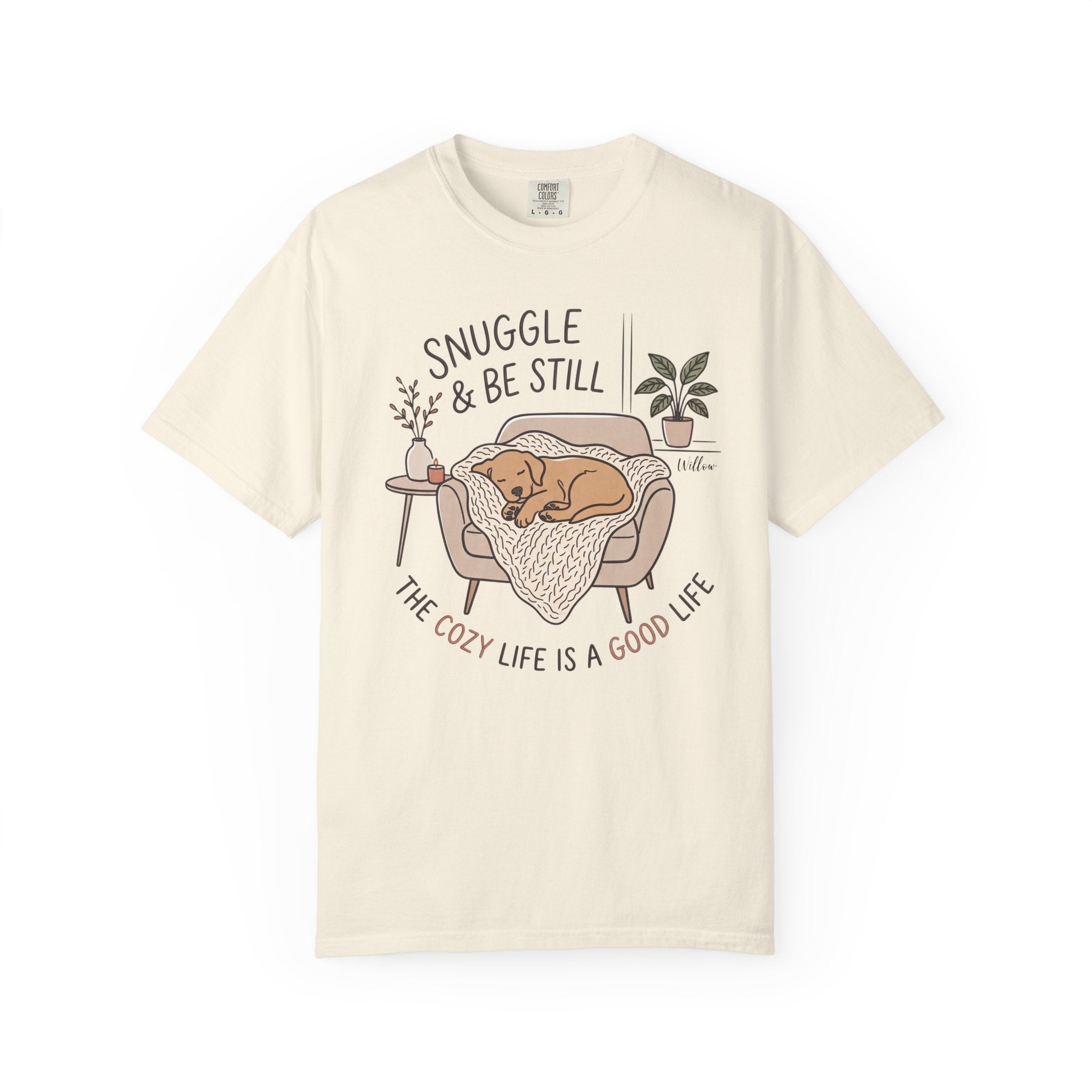 Snuggle & Be Still Tee — Cozy Dog Lounge Graphic T-Shirt — Aspen Paws