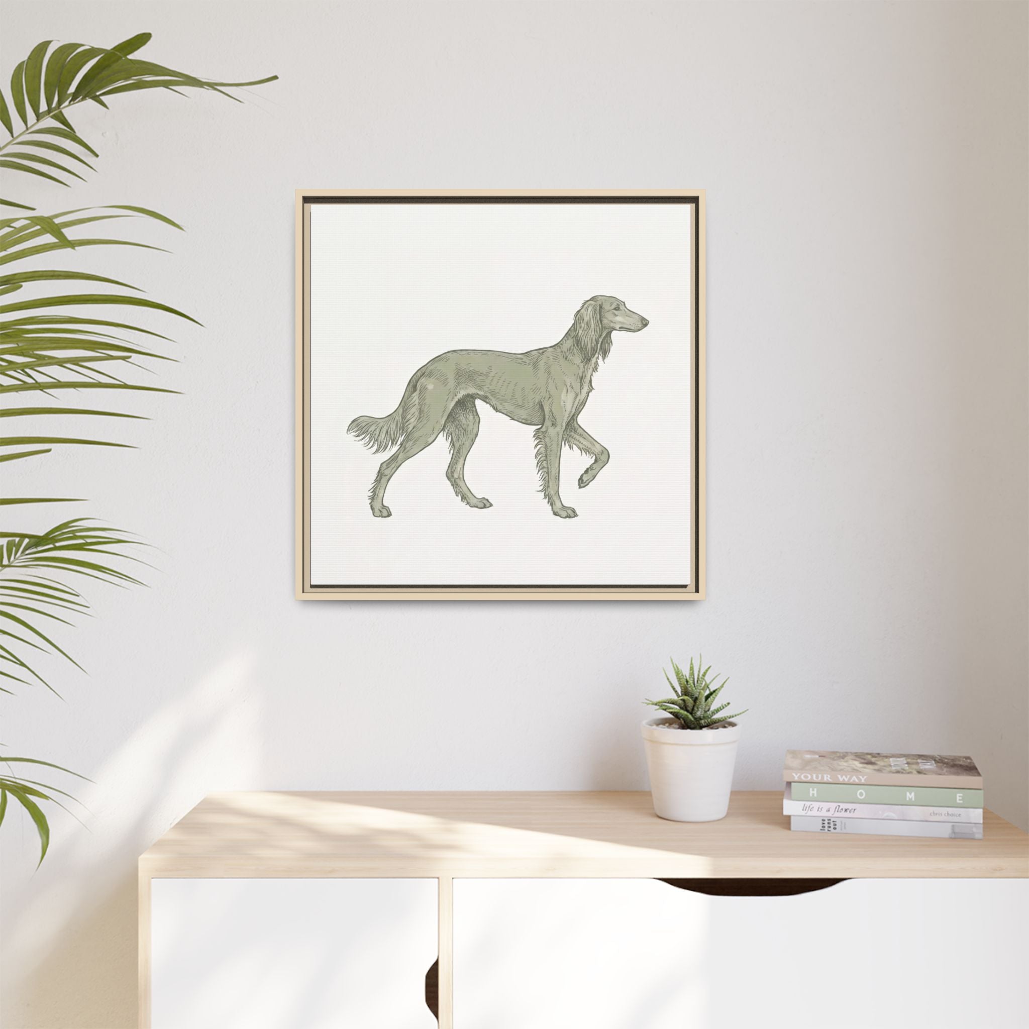 The Saluki Canvas — Framed Hound Print