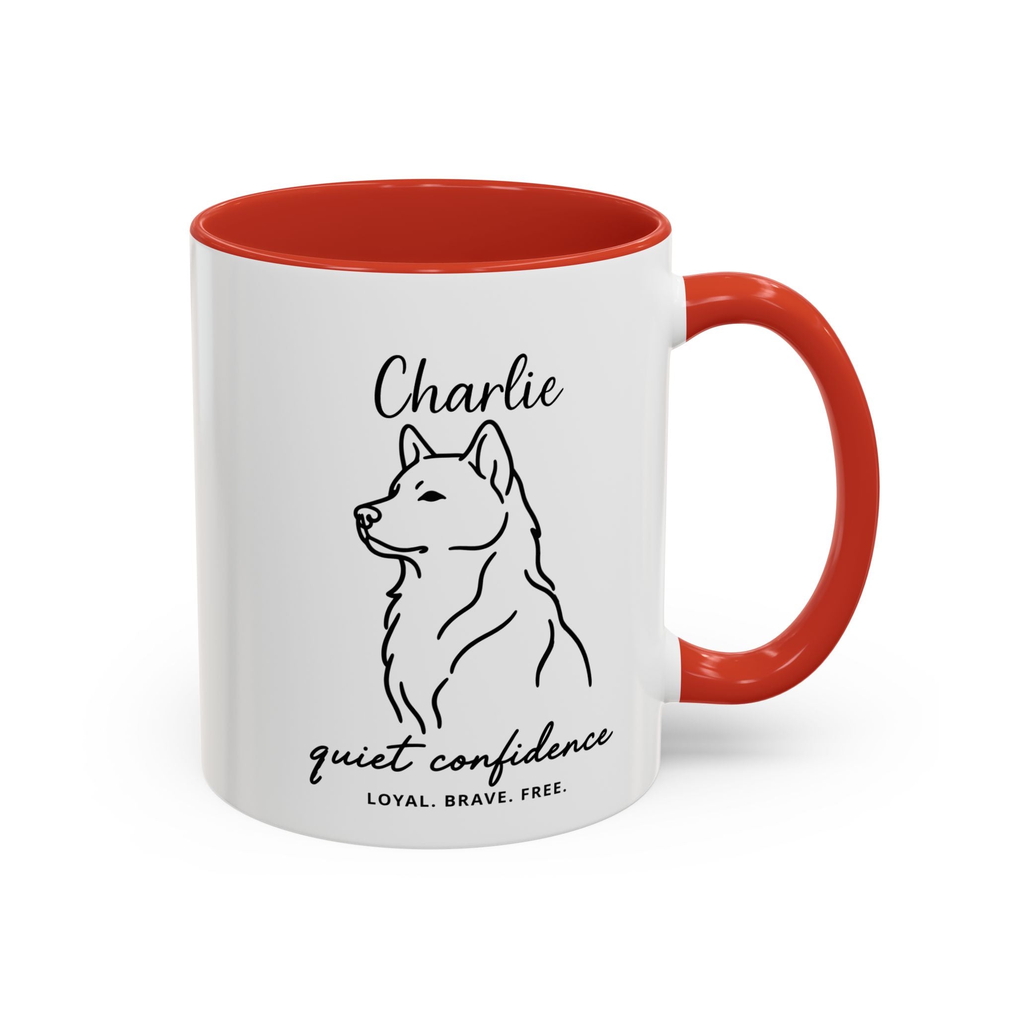 Custom Name Husky Portrait Illustration Accent Coffee Mug (11, 15oz) - Quiet Confidence - Loyal, brave, free — view 27