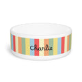 Custom Pet Bowl — Colorful Vertical Stripes Personalized with Name — Aspen Paws