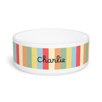 Custom Pet Bowl — Colorful Vertical Stripes Personalized with Name — Aspen Paws