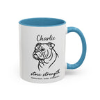 Custom Name Bulldog Portrait Illustration Accent Coffee Mug (11, 15oz) - Stoic Strength - Tenacious, Kind, Steadfast