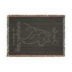 Custom Name Husky Minimalistic Line Art Woven Blanket — "Quiet Confidence - Loyal, Brave, Free" Striped Dog Throw (Seafoam & Charcoal) — view 4