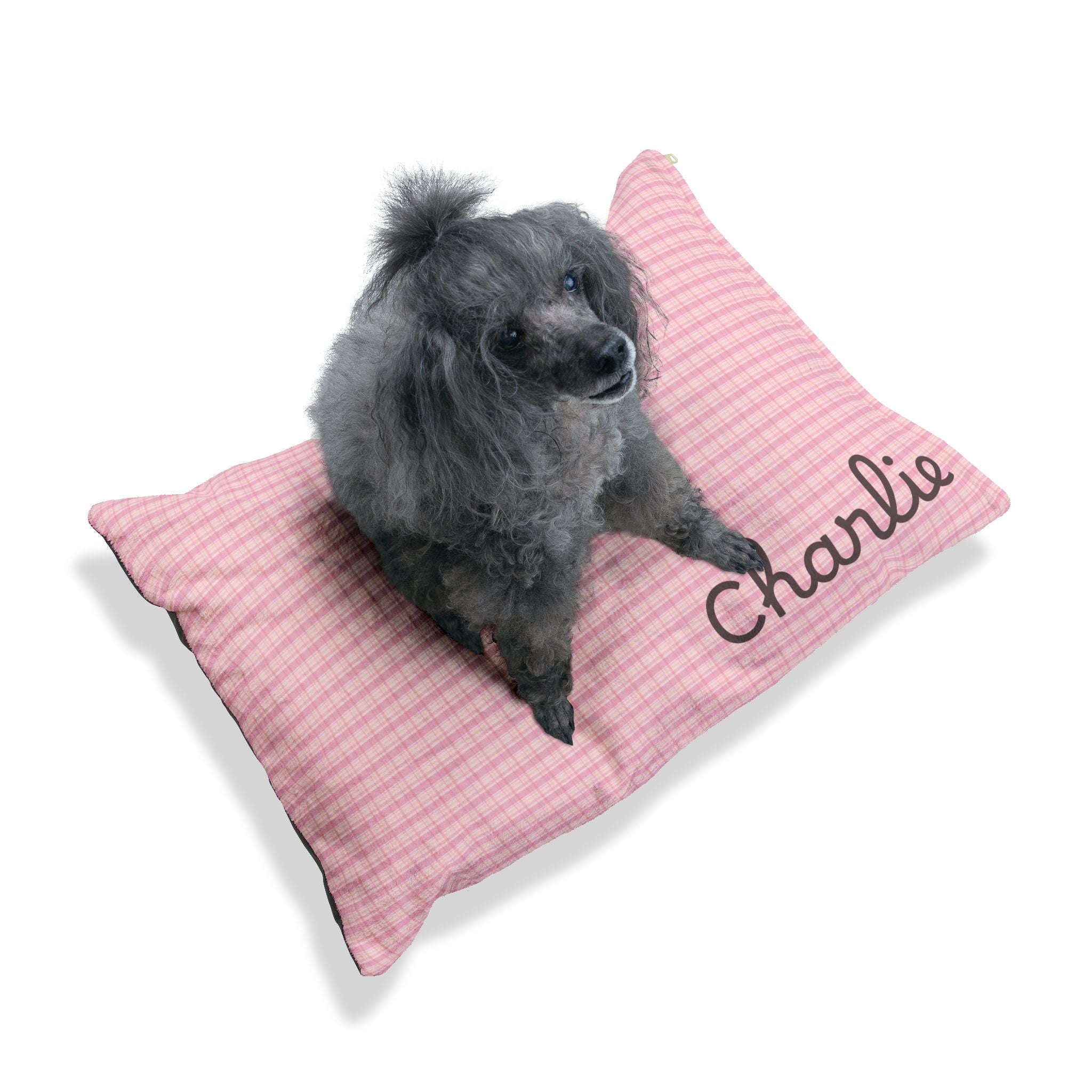 Personalized Pet Bed — Blush Plaid — view 7