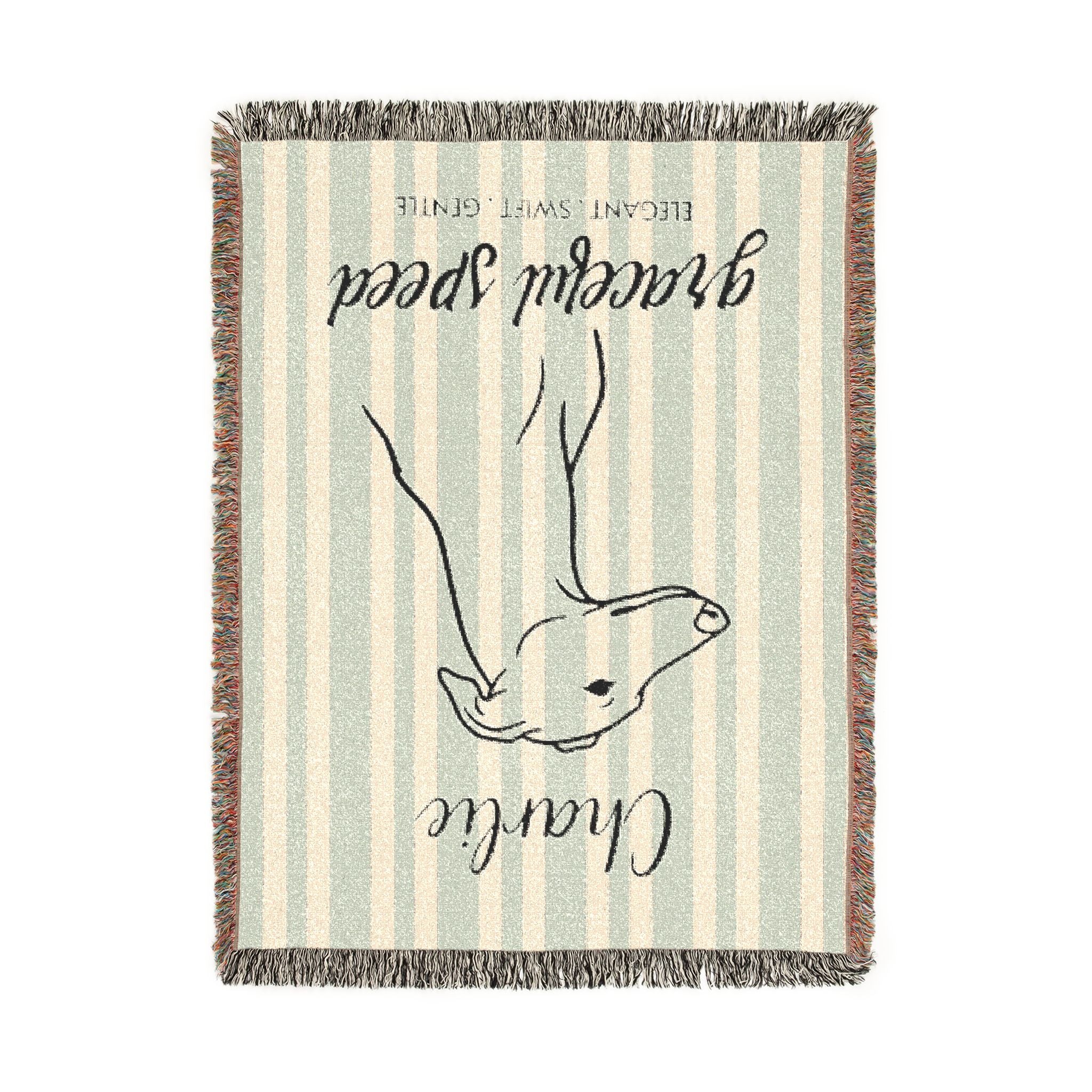 Custom Name Greyhound Minimalistic Line Art Woven Blanket — "Graceful Speed - Elegant, Swift, Gentle" Striped Dog Throw — view 11