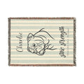 Custom Name Bulldog Minimalistic Line Art Woven Blanket — "Stoic Strength - Tenacious, Kind, Steadfast" Striped Dog Throw — Aspen Paws