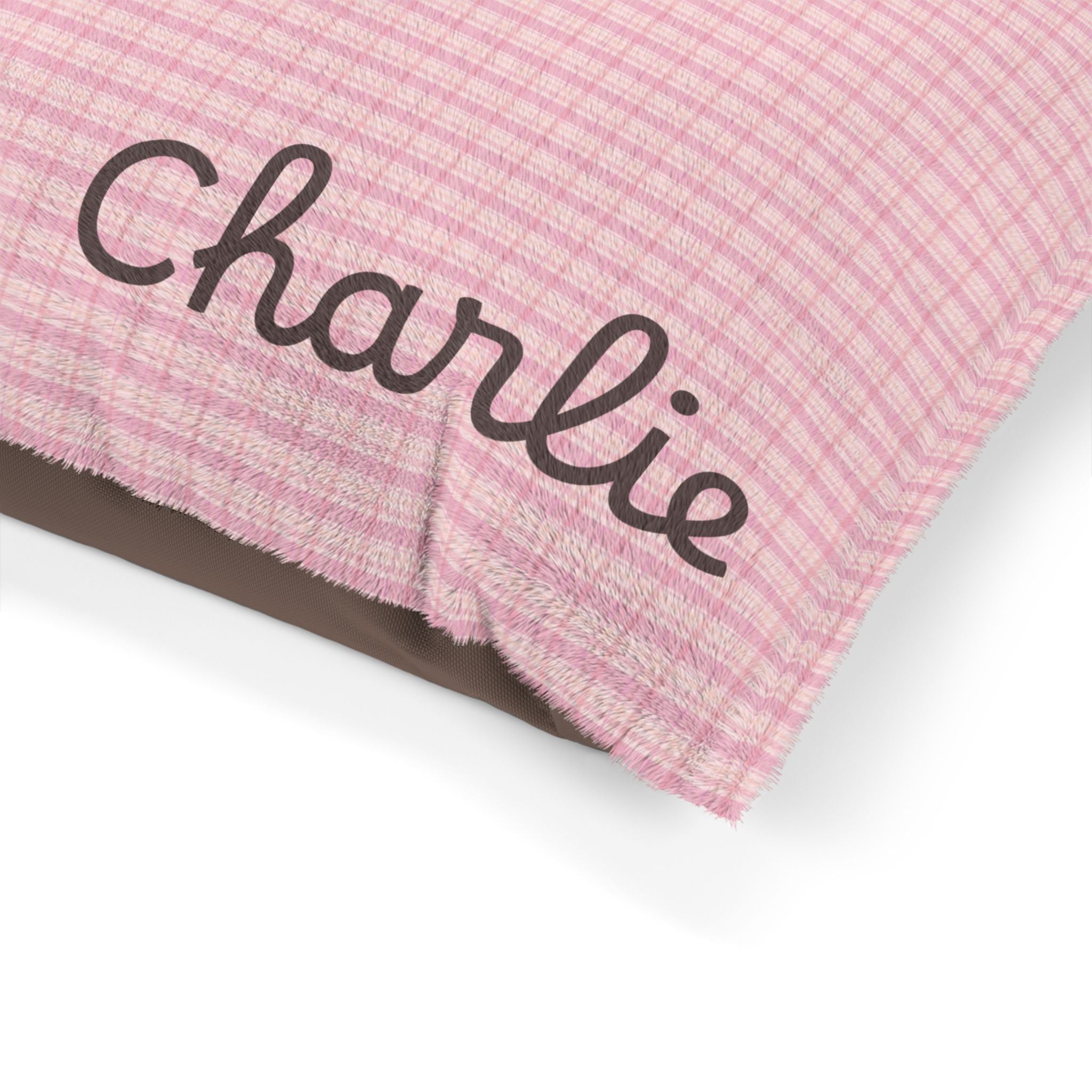 Personalized Pet Bed — Blush Plaid — view 6