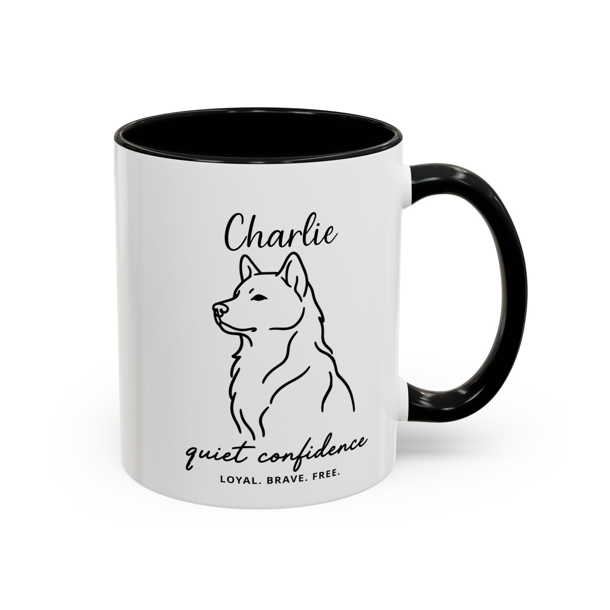 Custom Name Husky Portrait Illustration Accent Coffee Mug (11, 15oz) - Quiet Confidence - Loyal, brave, free — view 18