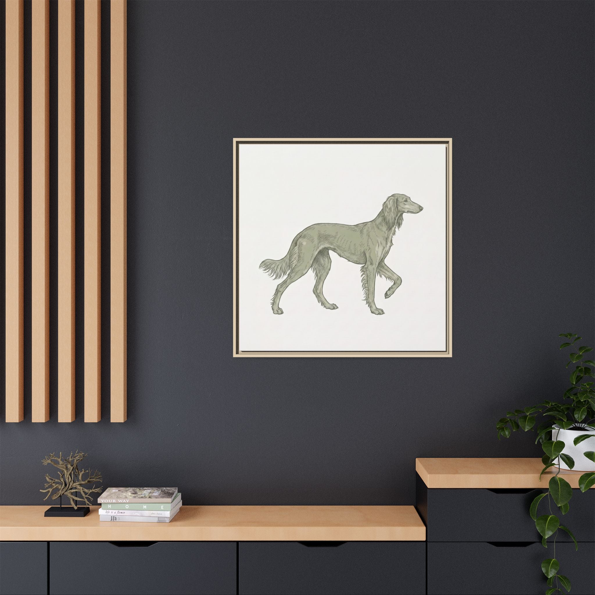 The Saluki Canvas — Framed Hound Print