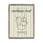 Custom Name Poodle Minimalistic Line Art Woven Blanket — "Sharp Intelligence - Proud, Active Smart" Striped Dog Throw — view 11