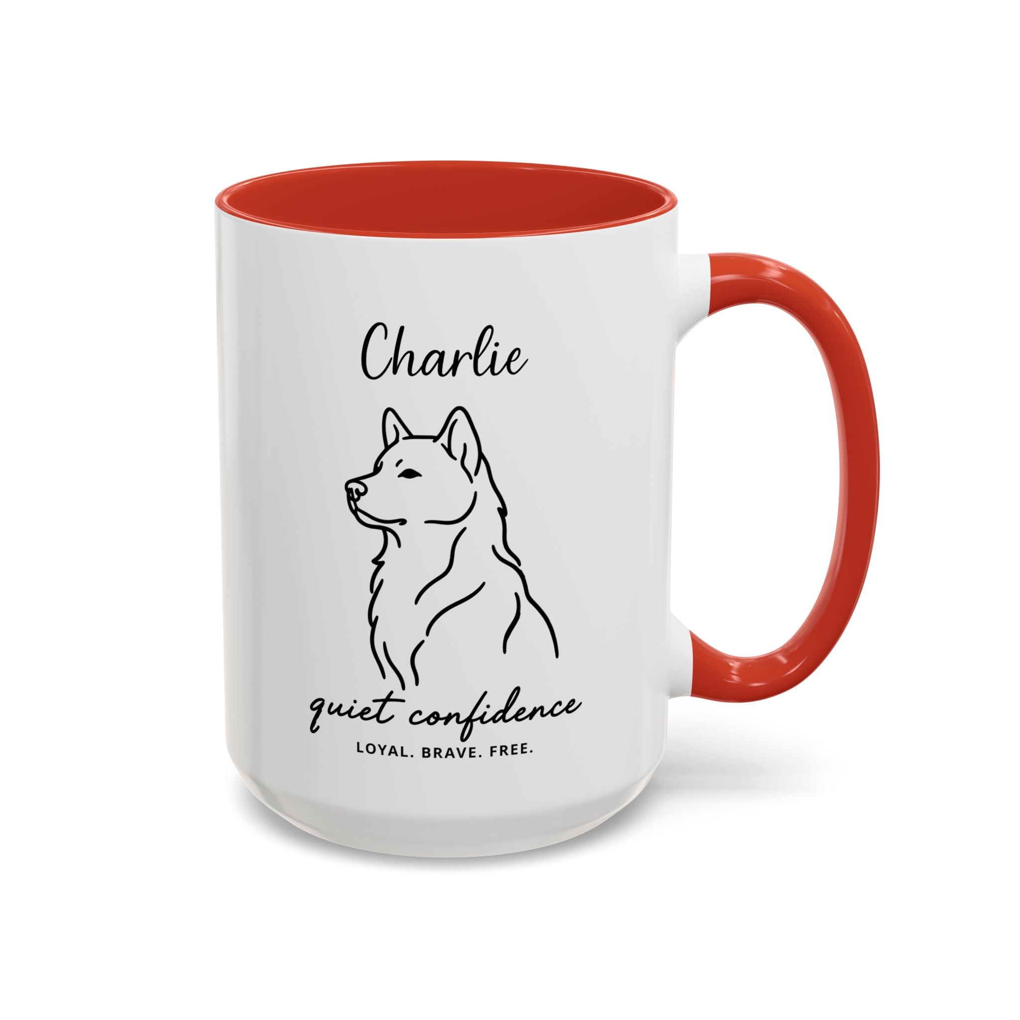Custom Name Husky Portrait Illustration Accent Coffee Mug (11, 15oz) - Quiet Confidence - Loyal, brave, free — view 39