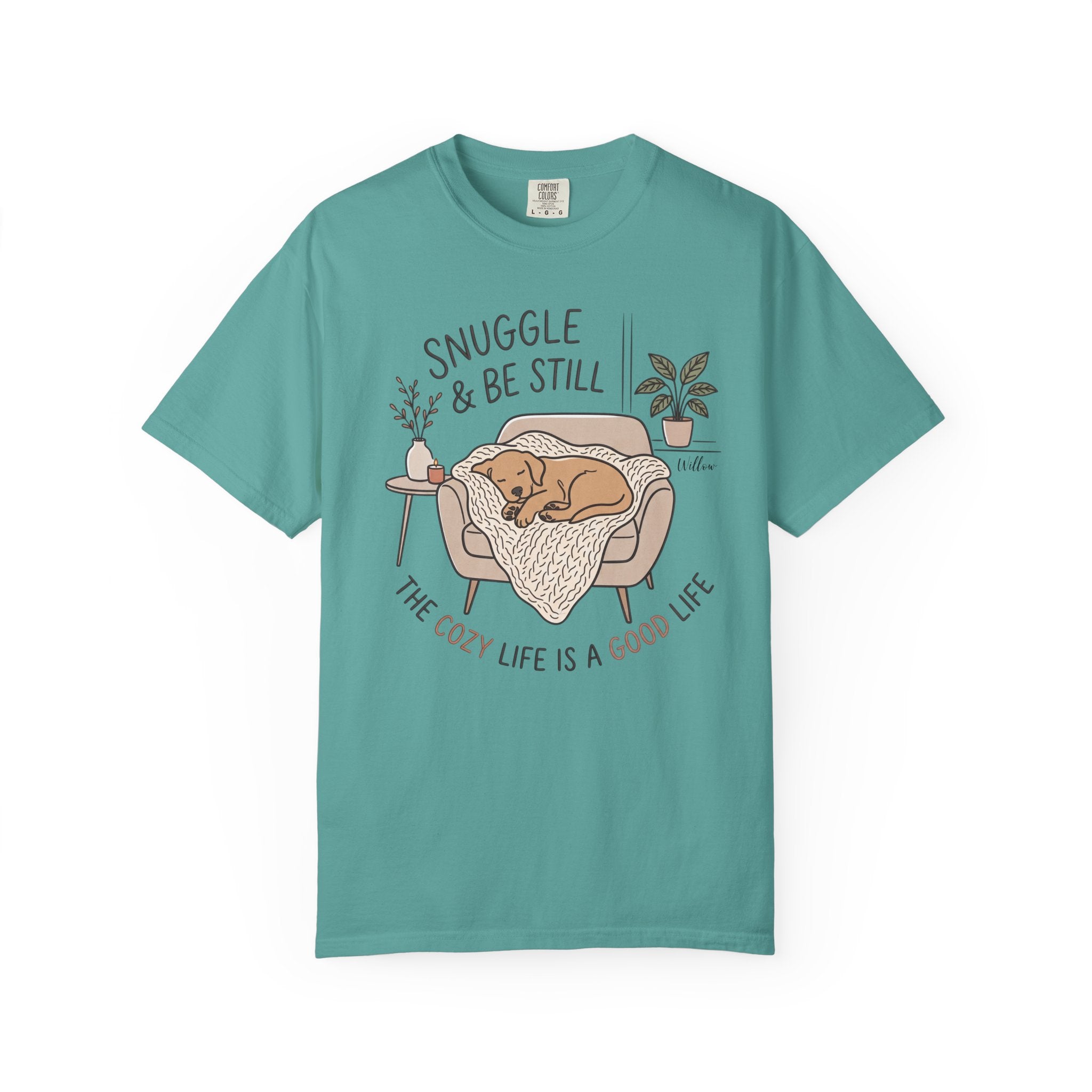 Snuggle & Be Still Tee — Cozy Dog Lounge Graphic T-Shirt — view 4