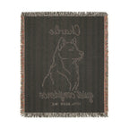Custom Name Husky Minimalistic Line Art Woven Blanket — "Quiet Confidence - Loyal, Brave, Free" Striped Dog Throw (Seafoam & Charcoal) — view 9