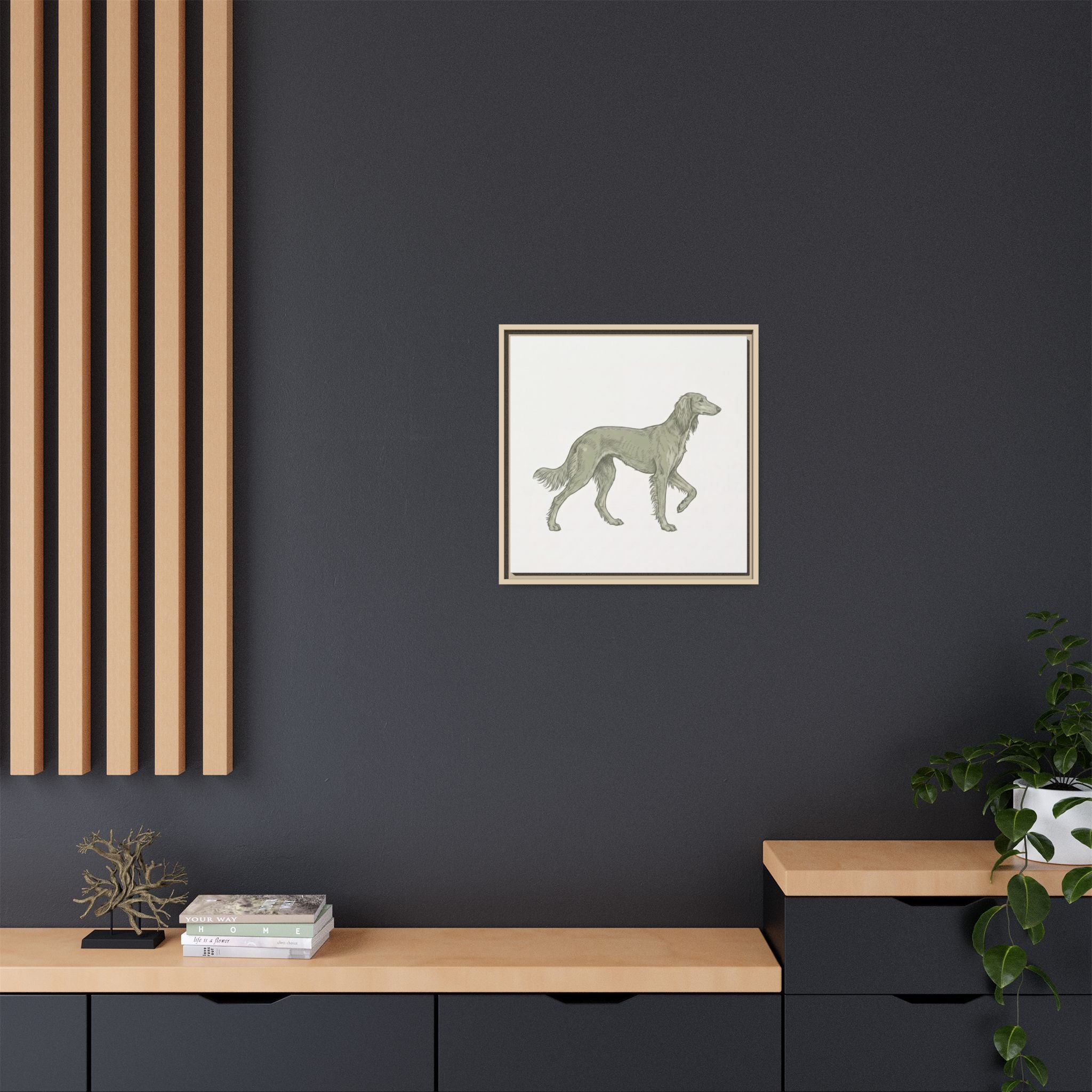 The Saluki Canvas — Framed Hound Print