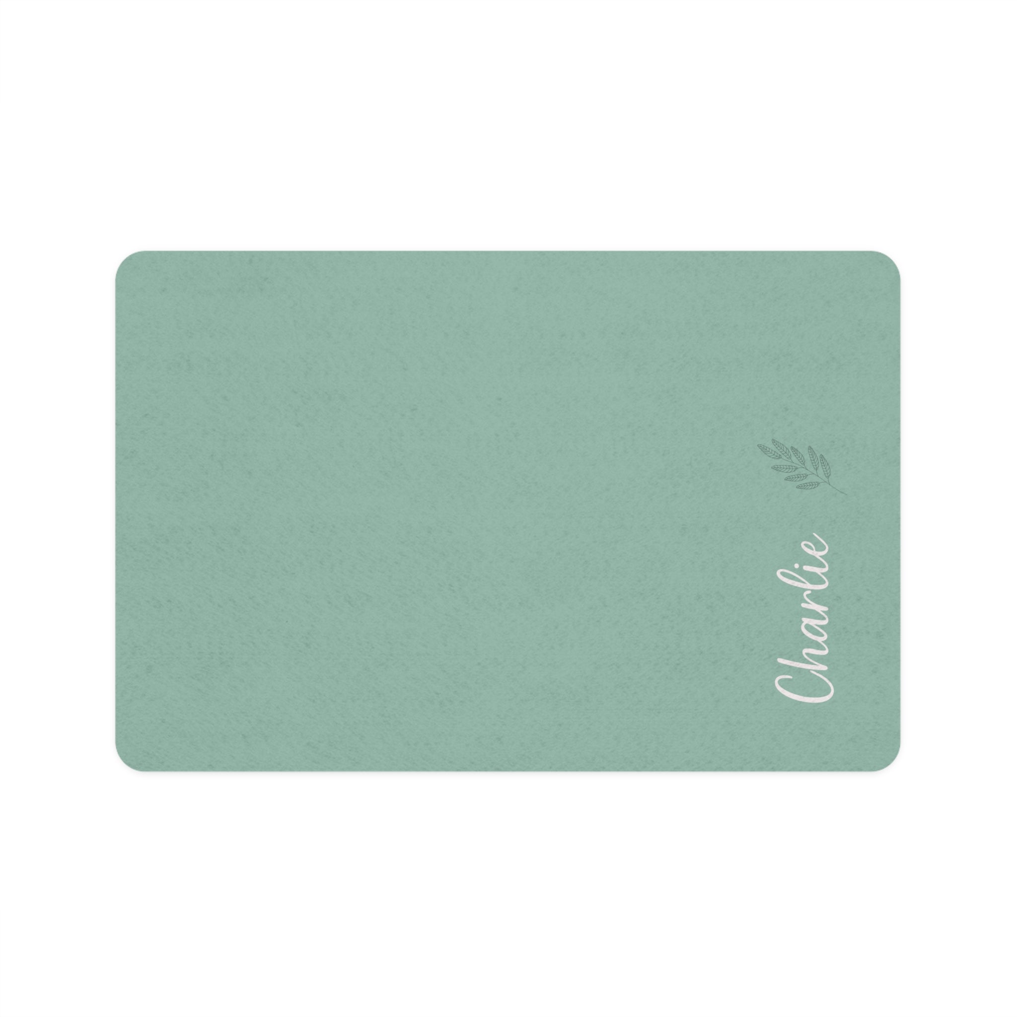 Sage Personalized Pet Food Mat (12x18) — Custom Name Feeding Placemat, Water-Resistant Bowl Mat — Aspen Paws