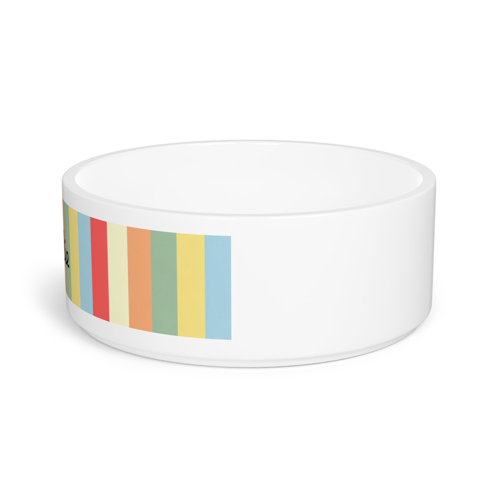 Custom Pet Bowl — Colorful Vertical Stripes Personalized with Name — view 3