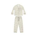 The Meditation Pajamas — Watercolor Frenchie, Pinstripe Satin — Aspen Paws