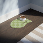 Sage Green Personalized Checkered Pet Feeding Mat — Custom Name Dog Bowl Placemat — view 11
