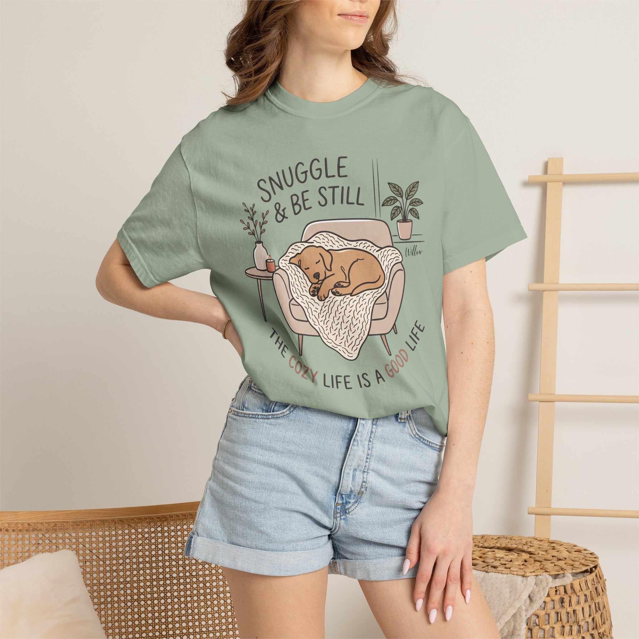Snuggle & Be Still Tee — Cozy Dog Lounge Graphic T-Shirt — view 15