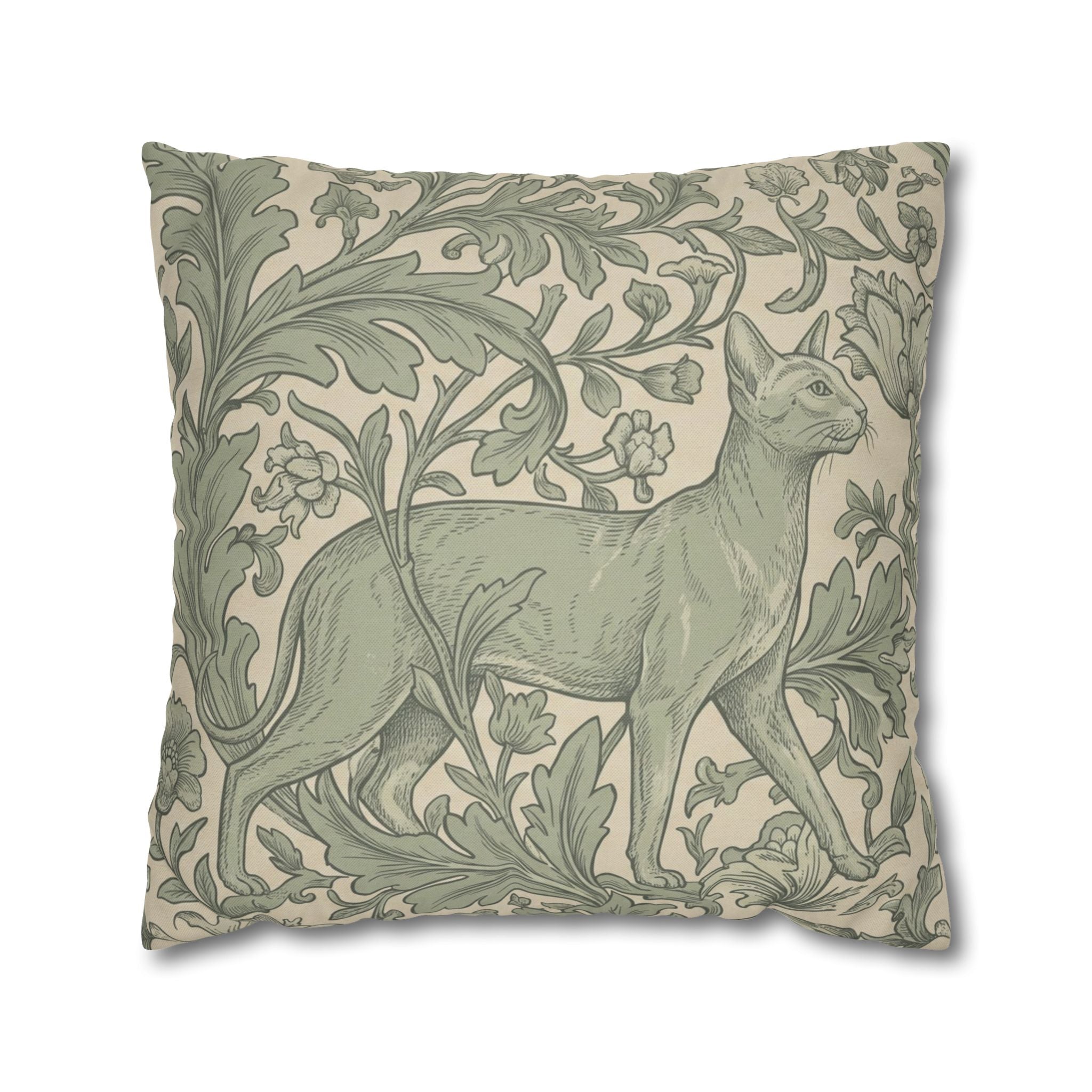 The Hidden Feline Pillowcase — Sage Botanical — view 4