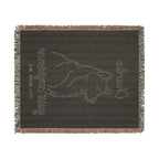 Custom Name Husky Minimalistic Line Art Woven Blanket — "Quiet Confidence - Loyal, Brave, Free" Striped Dog Throw (Seafoam & Charcoal) — view 8
