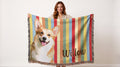 Multicolor Striped Custom Pet Artwork and Name Woven Blanket — Aspen Paws
