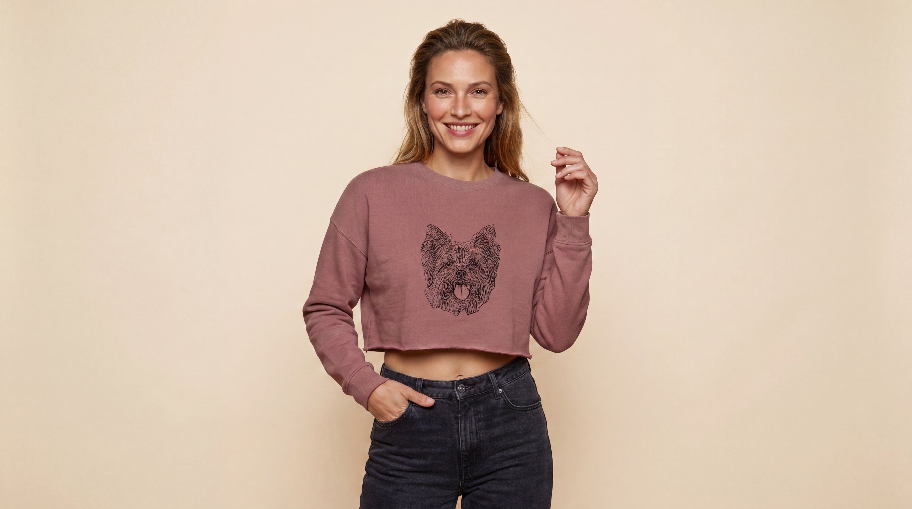 The Portrait Crop — Custom Pet Face Cropped Sweatshirt — view 2