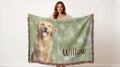 Sage Green Watercolor Custom Pet Artwork and Name Woven Blanket — Aspen Paws