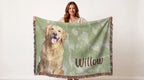 Sage Green Watercolor Custom Pet Artwork and Name Woven Blanket — Aspen Paws
