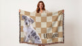 Checkered Custom Pet Portrait and Name Woven Blanket — Aspen Paws