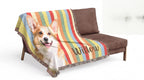 Multicolor Striped Custom Pet Artwork and Name Woven Blanket — view 3