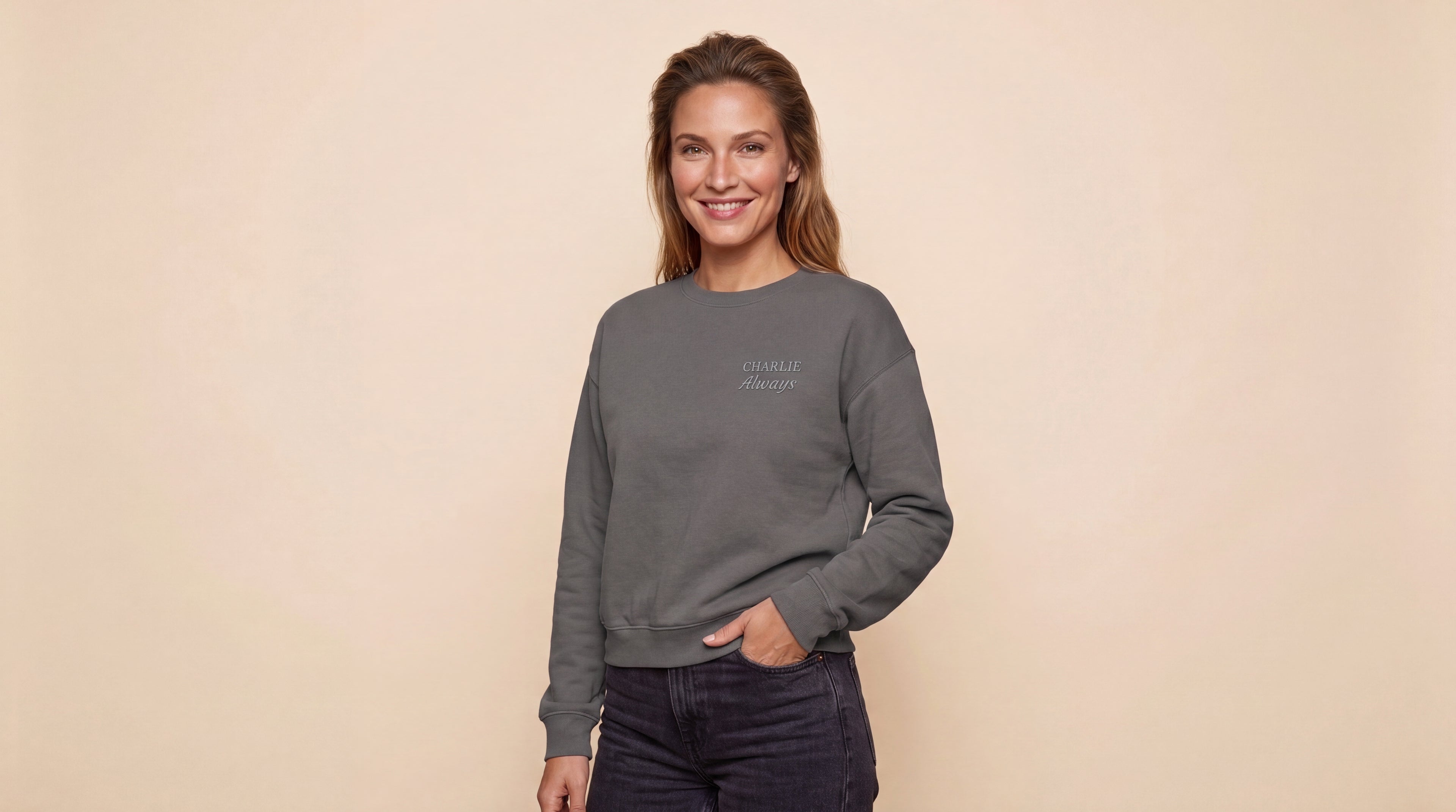 The Monogram Crewneck — Personalized Tonal Embroidery — Aspen Paws