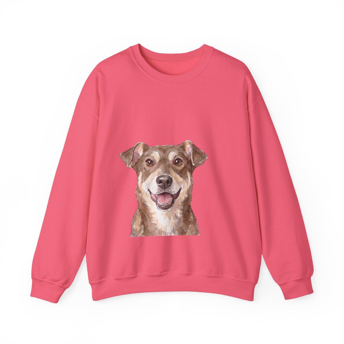 The Portrait Crewneck — Custom Pet Face Sweatshirt — Safety Pink