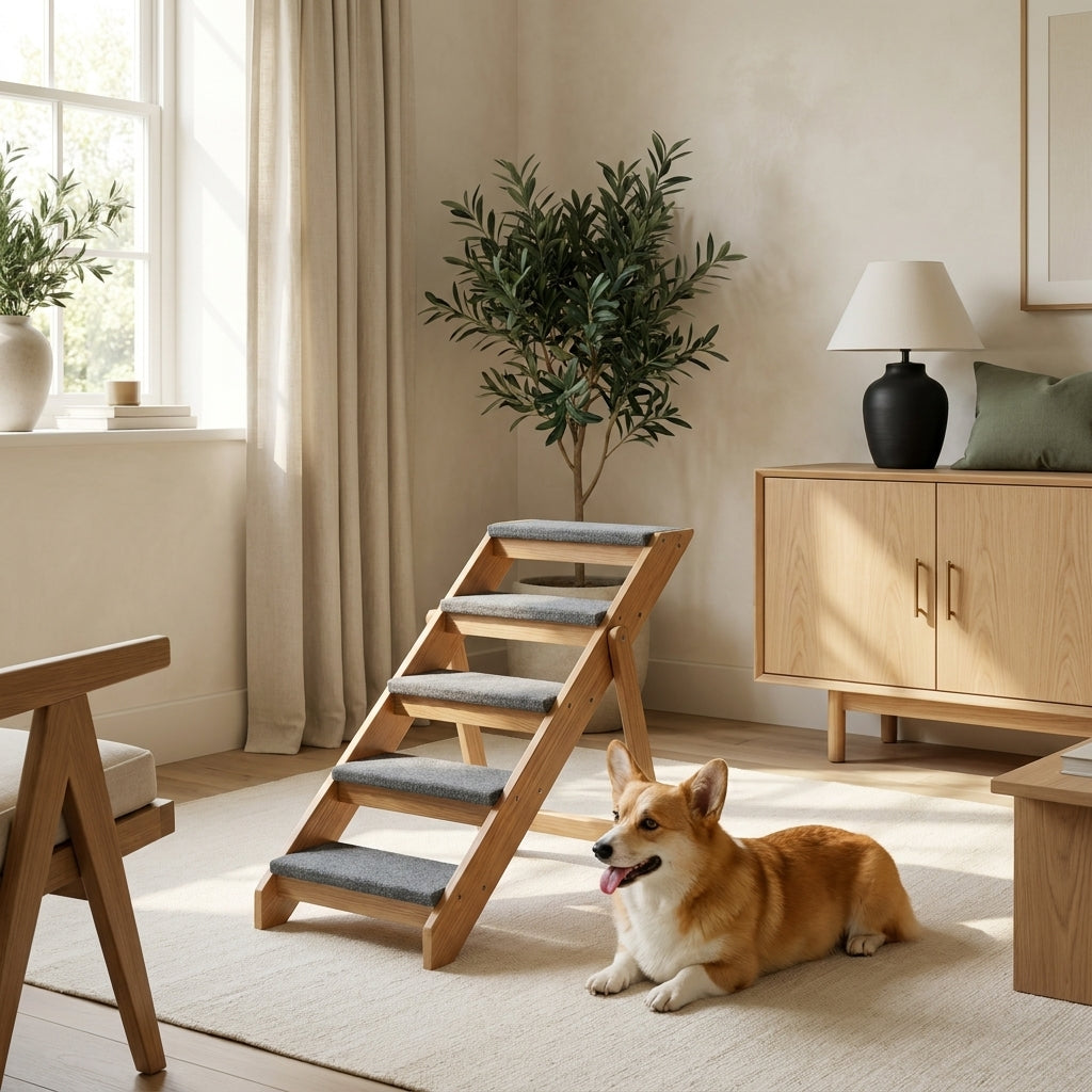 The Four-Step Timber Stairs — Aspen Paws