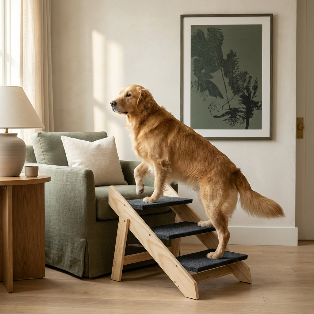 The Three-Step Timber Stairs — Aspen Paws