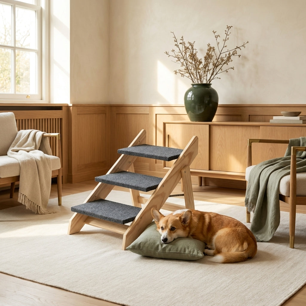 The Three-Step Timber Stairs — Aspen Paws